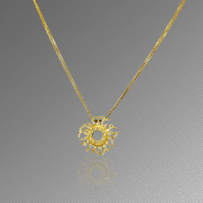 18K Yellow Gold Sun Pendant with 0.80ct. G VS2 Diamonds - Diana ...