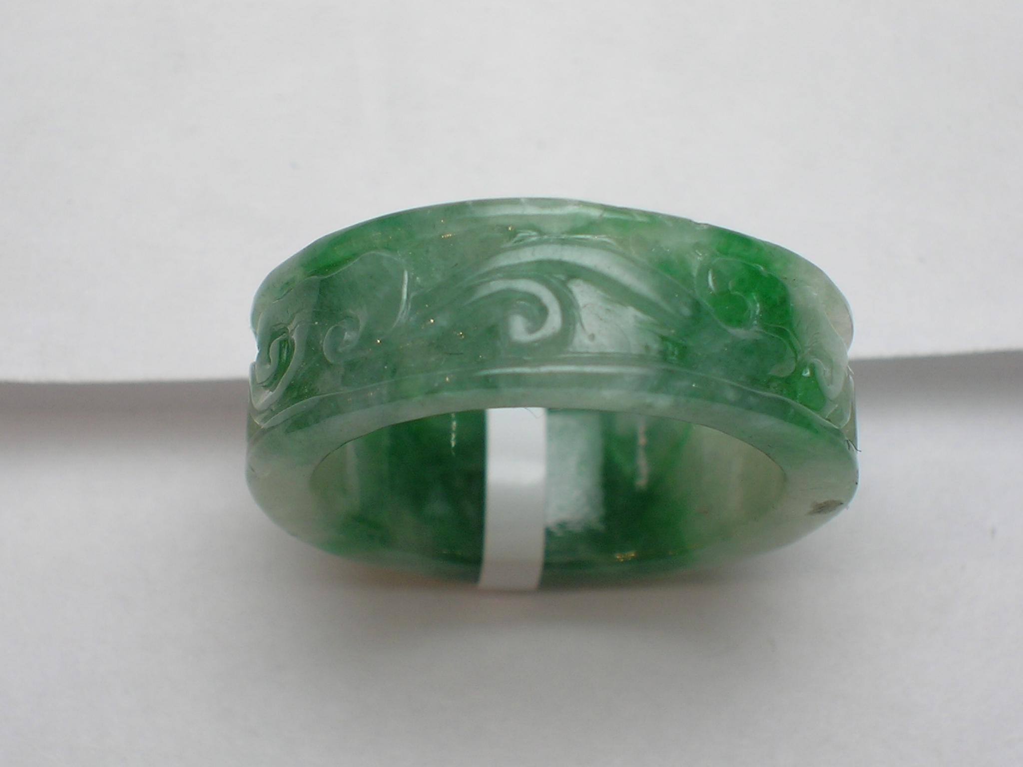 RARE Natural Green Jade Carved Eternity Band Ring SZ 7
