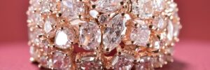 Rose 18 Karat Cluster Ring With 3.81Tw Various Shapes F/G Vs1 Natural Pink Diamonds