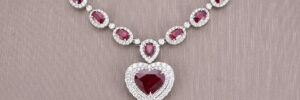 White 18 Karat Certified Natural Red Ruby Necklace