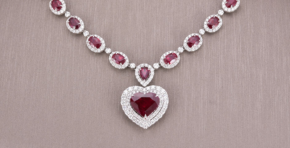 White 18 Karat Certified Natural Red Ruby Necklace
