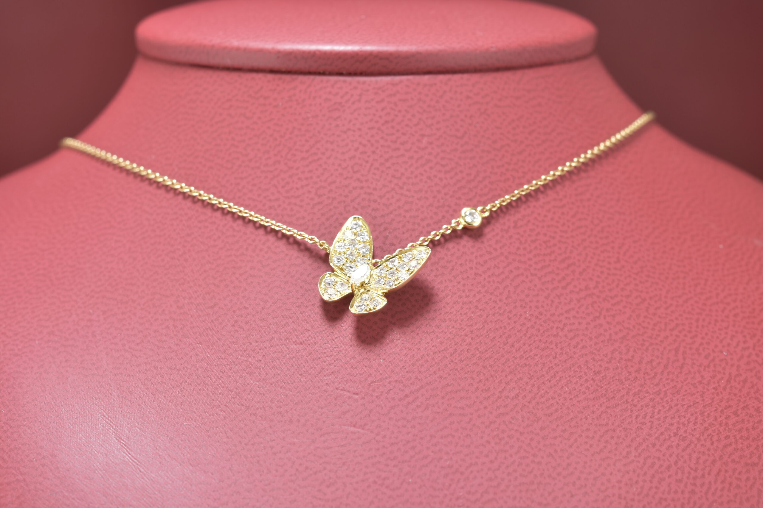 Diamond Butterfly Pendant on Yellow Gold Chain - Nathan Alan Jewelers