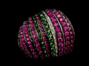 White 18 Karat "Chameleon" Dome Ring
