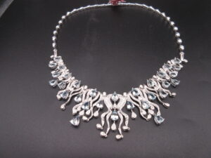 Aquamarine  and Diamond Icicle Necklace
