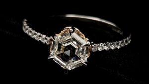 Custom Two-Tone Rose & White Gold Hexagonal Diamond Engagement Ring