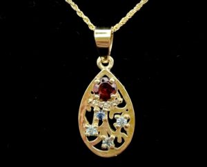 Custom Yellow Gold Family Birthstone Pendant
