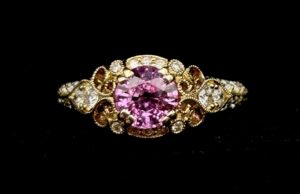 Custom 14k Yellow Gold Pink Sapphire Engagement Ring