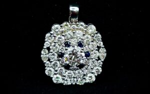 Custom 14k White Gold Cluster Pendant